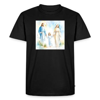 Portrait religieux de la Sainte Famille - La Sainte Famille - T-shirt Premium bio Homme - noir - Devant - Nico (187cm)