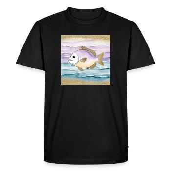 Poisson joueur dans l’eau - T-shirt Premium bio Homme - noir - Devant - Nico (187cm)