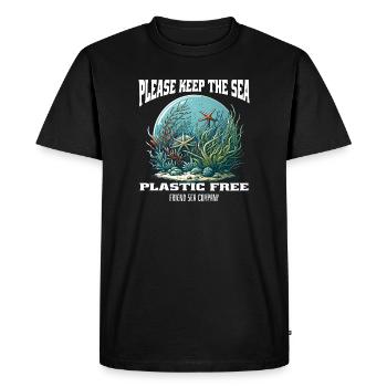 Les plastiques et la mer - T-shirt Premium bio Homme - noir - Devant - Nico (187cm)