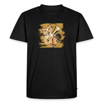 Euphonium jouant chat dans le style rétro - T-shirt Premium bio Homme - noir - Devant - Nico (187cm)