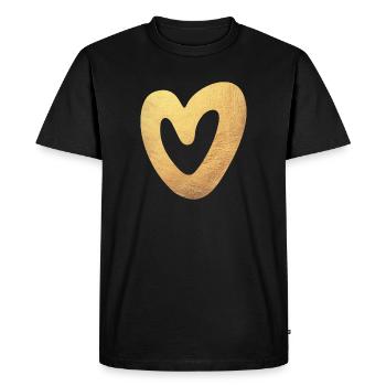 Yoga Coeur Amour Or Noël Symbole Amour Luxe - T-shirt Premium bio Homme - noir - Devant - Nico (187cm)