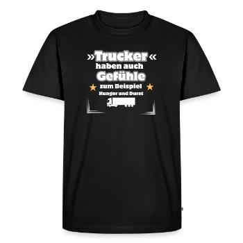 Trucker Gefühle - Männer Premium Bio T-Shirt - Schwarz - Vorne - Nico (187cm)