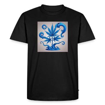 Blue hemp tree with water design - Men's Premium Organic T-Shirt - black - Front - Nico (187cm)