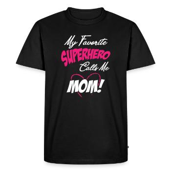 Mon super-héros préféré m’appelle maman - T-shirt Premium bio Homme - noir - Devant - Nico (187cm)