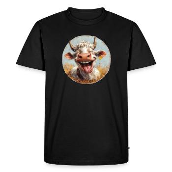 Laughing cow in beautiful colors - Men's Premium Organic T-Shirt - black - Front - Nico (187cm)