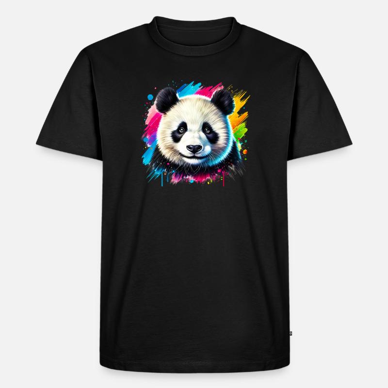 Panda - Männer Premium Bio T-Shirt - Schwarz