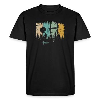 Retro Moon & Forest Design – Free Lettering & Nature - Men's Premium Organic T-Shirt - black - Front - Nico (187cm)