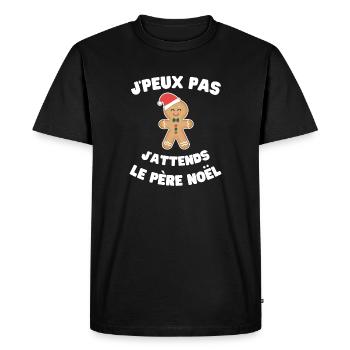 j'peux pas j'attends le Père noël - T-shirt Premium bio Homme - noir - Devant - Nico (187cm)