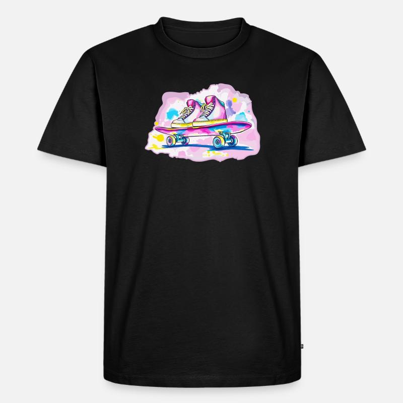 Skateboard mit Schuhe - Männer Premium Bio T-Shirt - Schwarz