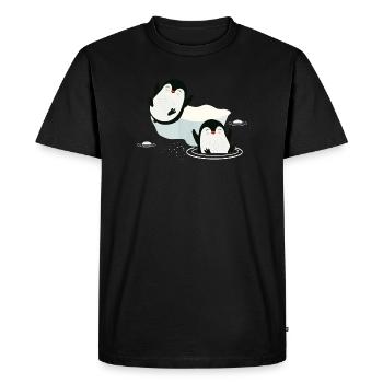 Deux pingouins jouant dans l’eau avec la banquise - T-shirt Premium bio Homme - noir - Devant - Nico (187cm)