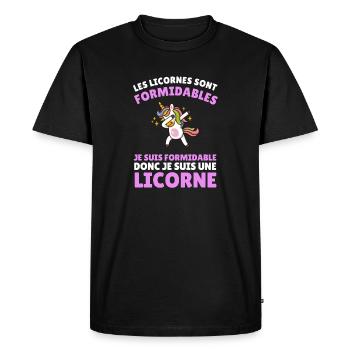 je suis formidable donc je suis une licorne - T-shirt Premium bio Homme - noir - Devant - Nico (187cm)