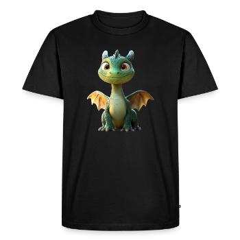 Dragon Little Green Baby Dragon Cute Dragon - Men's Premium Organic T-Shirt - black - Front - Nico (187cm)