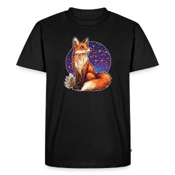Renard et ciel étoilé - T-shirt Premium bio Homme - noir - Devant - Nico (187cm)