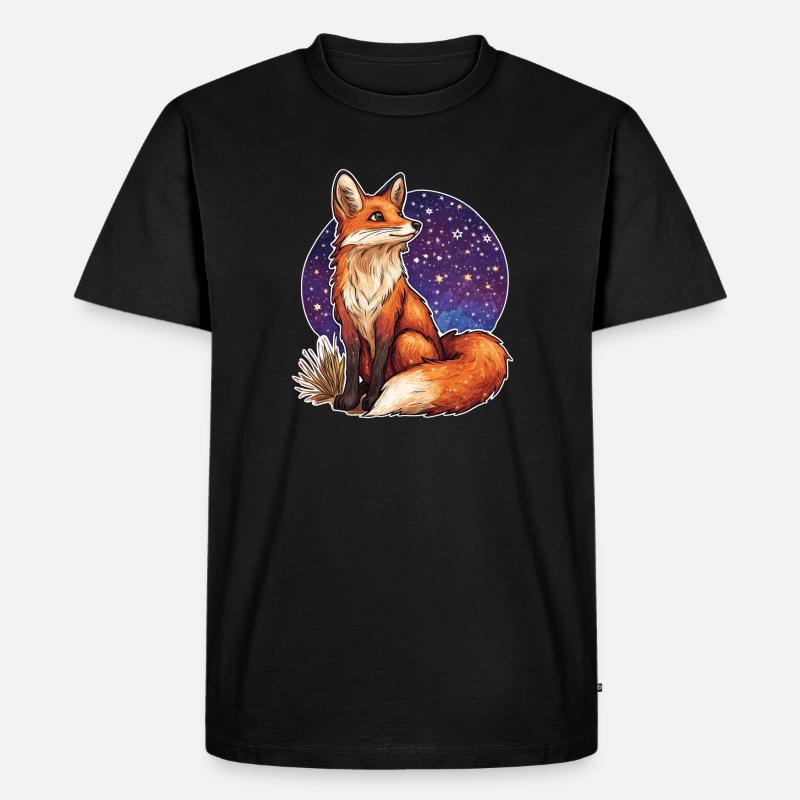 Fuchs und Sternenhimmel - Männer Premium Bio T-Shirt - Schwarz