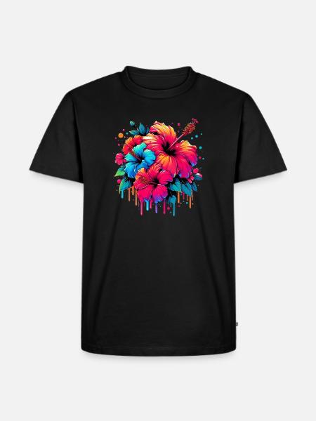 Fleurs d’hibiscus - T-shirt Premium bio Homme - noir