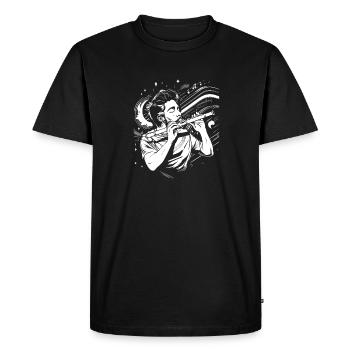Flutist Drawing - Men's Premium Organic T-Shirt - black - Front - Nico (187cm)