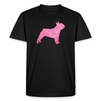Carlin Chien à fourrure duveteuse Maître Maîtresse rose - T-shirt Premium bio Homme - noir - Devant - Nico (187cm)