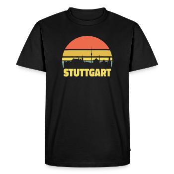 Stuttgart Skyline Silhouette rétro vintage - T-shirt Premium bio Homme - noir - Devant - Nico (187cm)