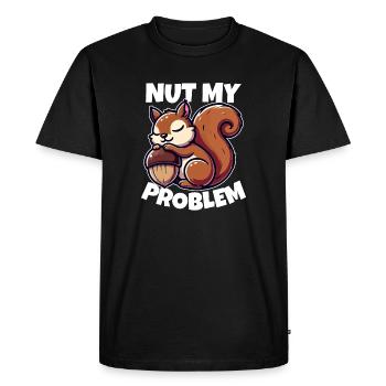 Nut My Problem - Funny Squirrel Design - Men's Premium Organic T-Shirt - black - Front - Nico (187cm)