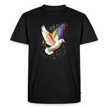 Colombe Blanche Paix Paix Bois Colombe Colombes Blanches - T-shirt Premium bio Homme - noir - Devant - Nico (187cm)
