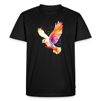 Colombe Blanche Paix Paix Bois Colombe Colombes Blanches - T-shirt Premium bio Homme - noir - Devant - Nico (187cm)