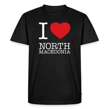 I LOVE NORTH MACEDONIA Nordmazedonien - Men's Premium Organic T-Shirt - black - Front - Nico (187cm)