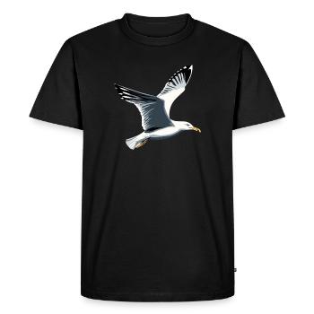Mouette, Plage, Mer, Mer du Nord, Mer Baltique, Goéland argenté, Mouettes - T-shirt Premium bio Homme - noir - Devant - Nico (187cm)