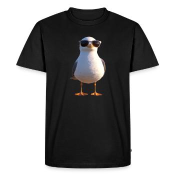 Mouette, Plage, Mer, Mer du Nord, Mer Baltique, Goéland argenté, Mouettes - T-shirt Premium bio Homme - noir - Devant - Nico (187cm)
