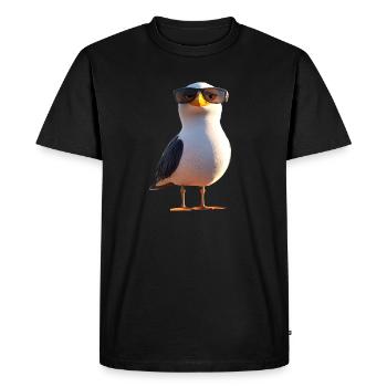 Mouette, Plage, Mer, Mer du Nord, Mer Baltique, Goéland argenté, Mouettes - T-shirt Premium bio Homme - noir - Devant - Nico (187cm)