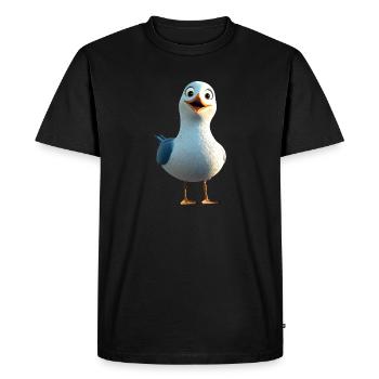 Mouette, Plage, Mer, Mer du Nord, Mer Baltique, Goéland argenté, Mouettes - T-shirt Premium bio Homme - noir - Devant - Nico (187cm)