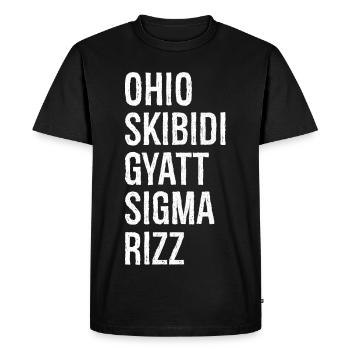 Ohio Skibidi Gyatt Sigma Rizz - T-shirt Premium bio Homme - noir - Devant - Nico (187cm)
