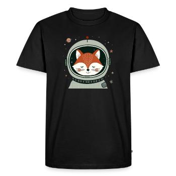 Rêver astronaute renard dans l’espace - T-shirt Premium bio Homme - noir - Devant - Nico (187cm)