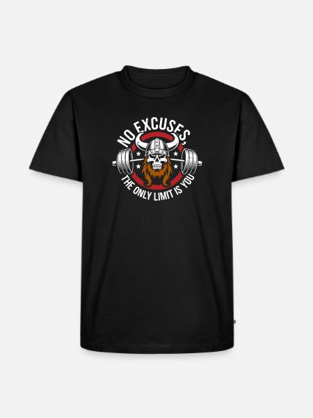 Viking Schedel Motiverende Gym Graphic - Mannen Premium Bio T-shirt - zwart