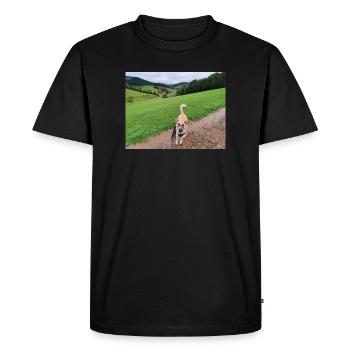 Awesome view with dog - Men's Premium Organic T-Shirt - black - Front - Nico (187cm)