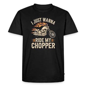 Flaming Chopper Motorcycle - Men's Premium Organic T-Shirt - black - Front - Nico (187cm)