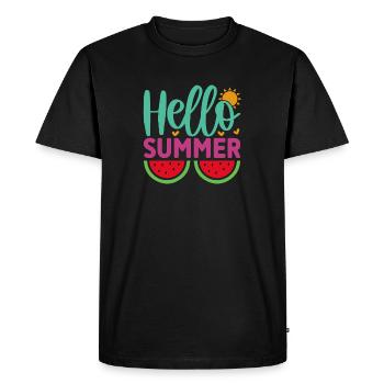 Hello Summer - Men's Premium Organic T-Shirt - black - Front - Nico (187cm)