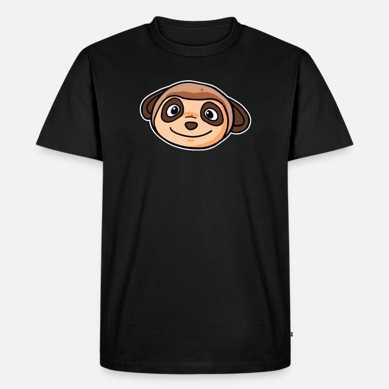 Erdmännchen Tier Kopf - Männer Premium Bio T-Shirt - Schwarz