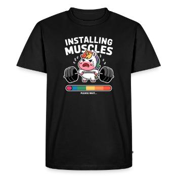 Unicorn Lifts Weights Loading - Men's Premium Organic T-Shirt - black - Front - Nico (187cm)