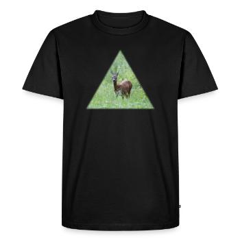 Cerf dans les hautes herbes - T-shirt Premium bio Homme - noir - Devant - Nico (187cm)