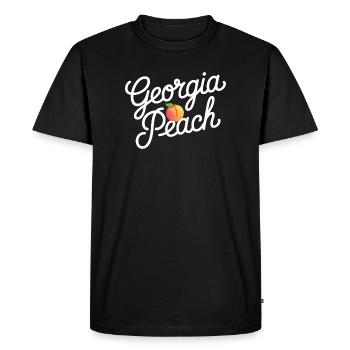 Georgia Peach Script Logo - Men's Premium Organic T-Shirt - black - Front - Nico (187cm)