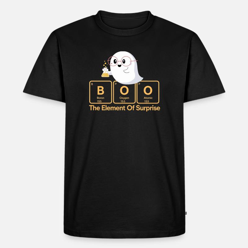 Elementar Boo Ghost T-Shirt - Männer Premium Bio T-Shirt - Schwarz