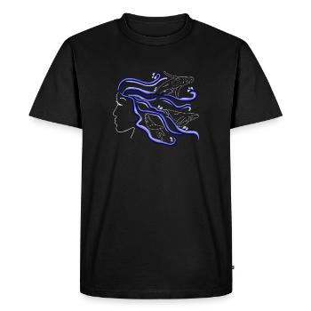 Humpback Whale Woman Silhouette Hair Hand Drawn - Men's Premium Organic T-Shirt - black - Front - Nico (187cm)
