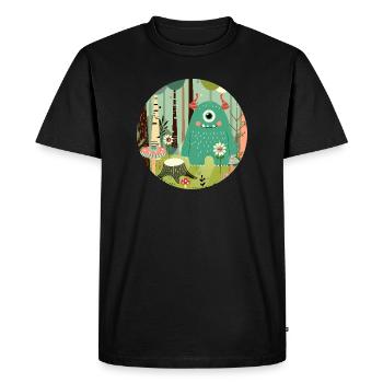 Cute monster in the magical forest - Men's Premium Organic T-Shirt - black - Front - Nico (187cm)