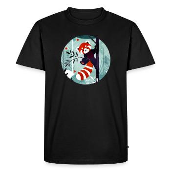 Panda roux heureux dans la jungle - T-shirt Premium bio Homme - noir - Devant - Nico (187cm)