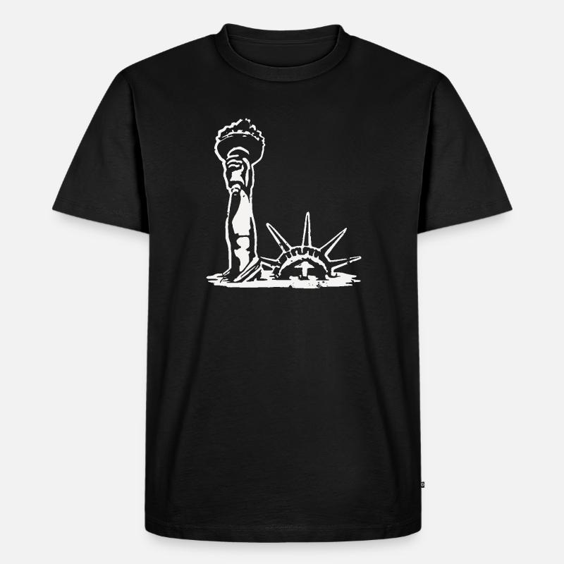 Die Freiheitsstatue ertrinkt - Männer Premium Bio T-Shirt - Schwarz