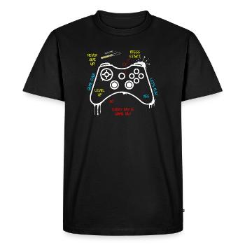 Gamer Controller Graffiti - T-shirt Premium bio Homme - noir - Devant - Nico (187cm)