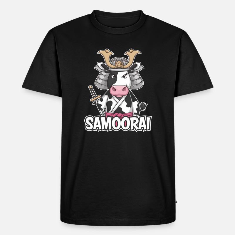 Samoorai: Die Kriegerkuh - Männer Premium Bio T-Shirt - Schwarz