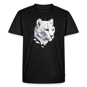 Léopard des neiges géométrique – L’élégance de la nature sauvage - T-shirt Premium bio Homme - noir - Devant - Nico (187cm)