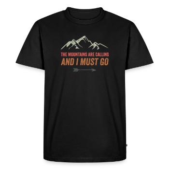 Mountains Are Calling and I Must Go - Men's Premium Organic T-Shirt - black - Front - Nico (187cm)