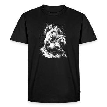 Le cheval blanc au galop comme un portrait cool - T-shirt Premium bio Homme - noir - Devant - Nico (187cm)